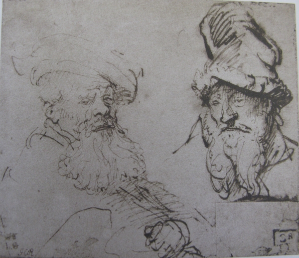 Two studies of old men's heads